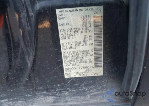 2015 Nissan Frontier Sv from USA, damaged, VIN 1N6AD0EV7FN756026